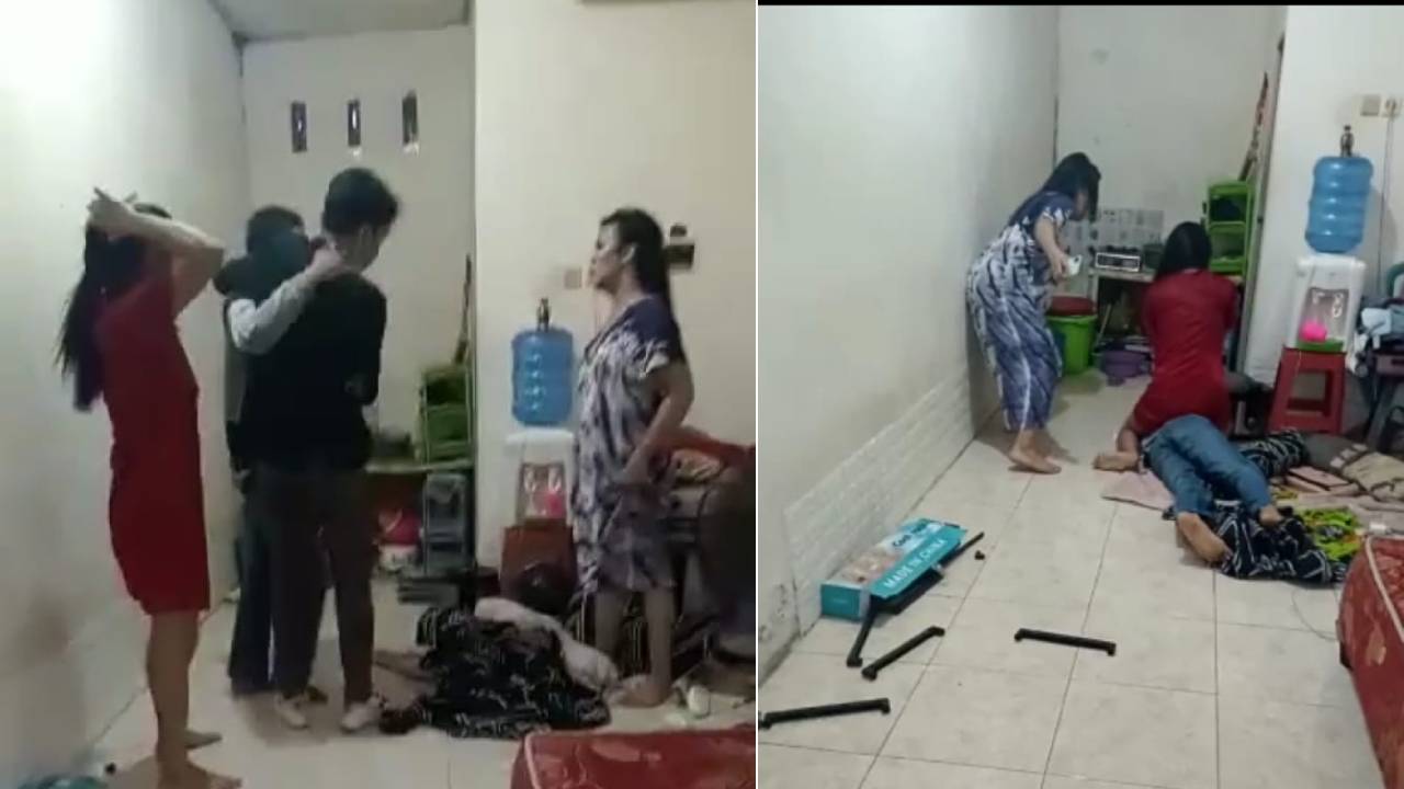 Tangkapan layar video viral yang mempertontonkan aksi penganiayaan yang dialami seorang pria karena tak mampu membayar jasa PSK. Foto: Screenshot video