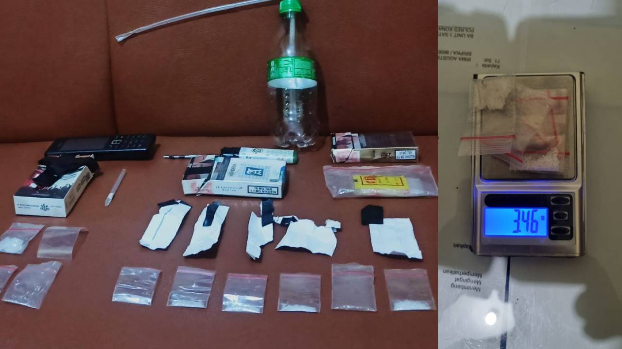 Barang bukti yang disita dari pelaku pengedar sabu oleh Satuan Reserse Narkoba Polres Konawe. Foto: Ist.
