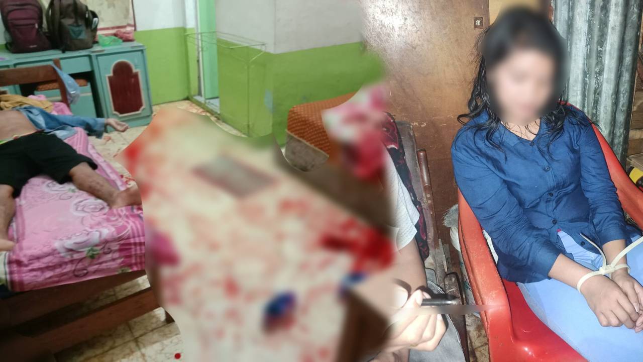 AST, wanita yang memotong penis OG, dan kondisi kamar penginapan di Kota Sibolga tempat AST dan OG menginap. Foto: Humas Polres Sibolga