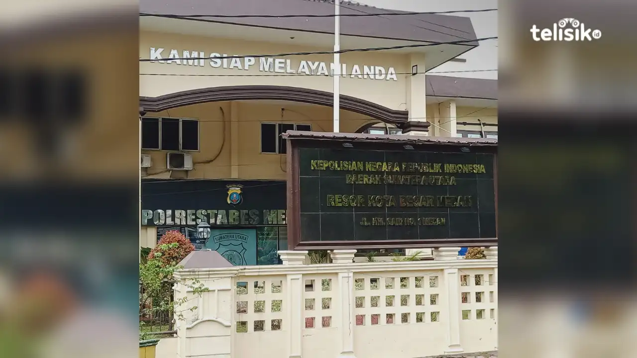 Kantor Polrestabes Medan yang berada di Jalan HM Said Kecamatan Medan Timur tempat terduga pelaku penganiayaan dan pengancaman wartawan diamankan. Foto: Reza Fahlefy/Telisik