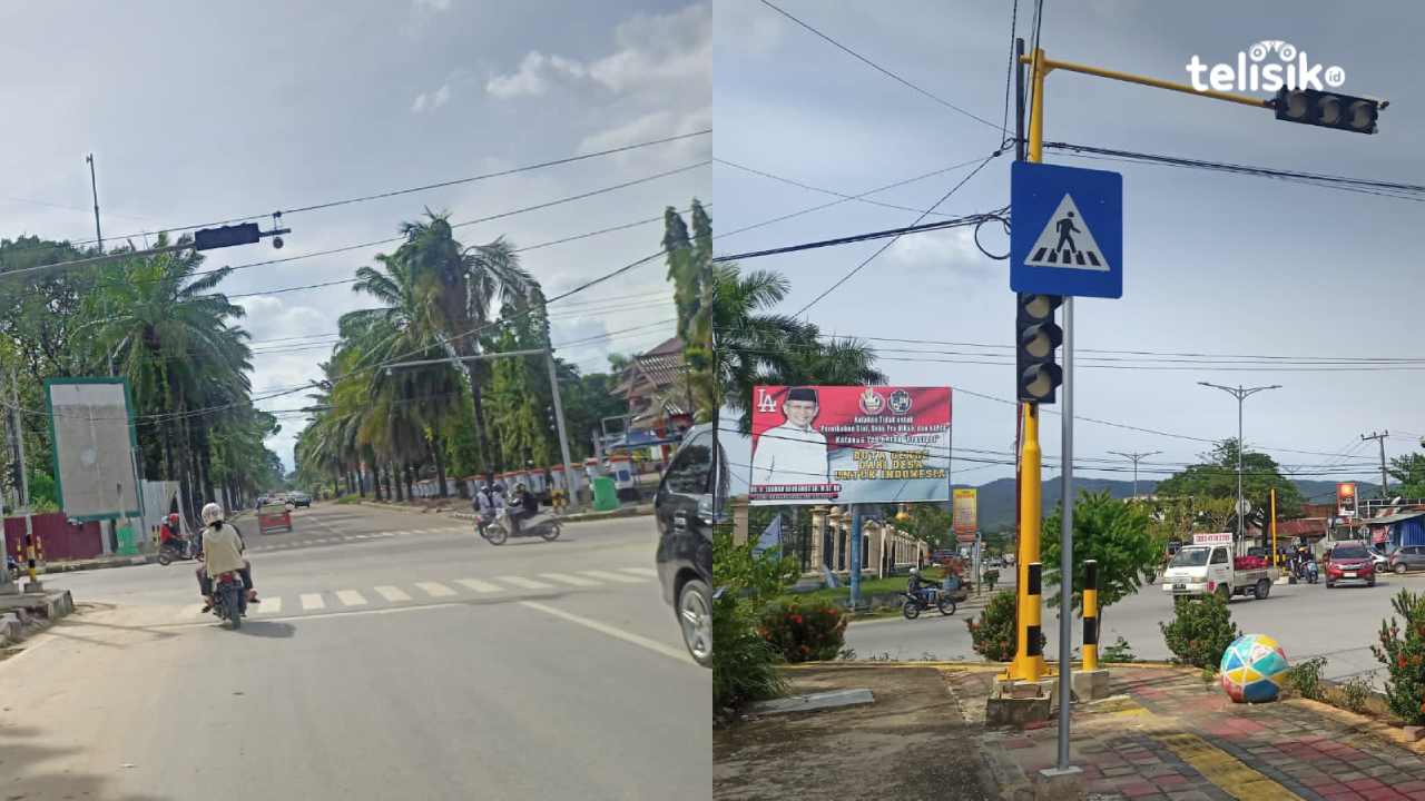 Ketgam: Lampu lalu lintas di Jalan H Supu Yusuf dan H Silondae tidak berfungsi akibar hujan dan angin kencang. Foto: Ahmad Jaelani/Telisik