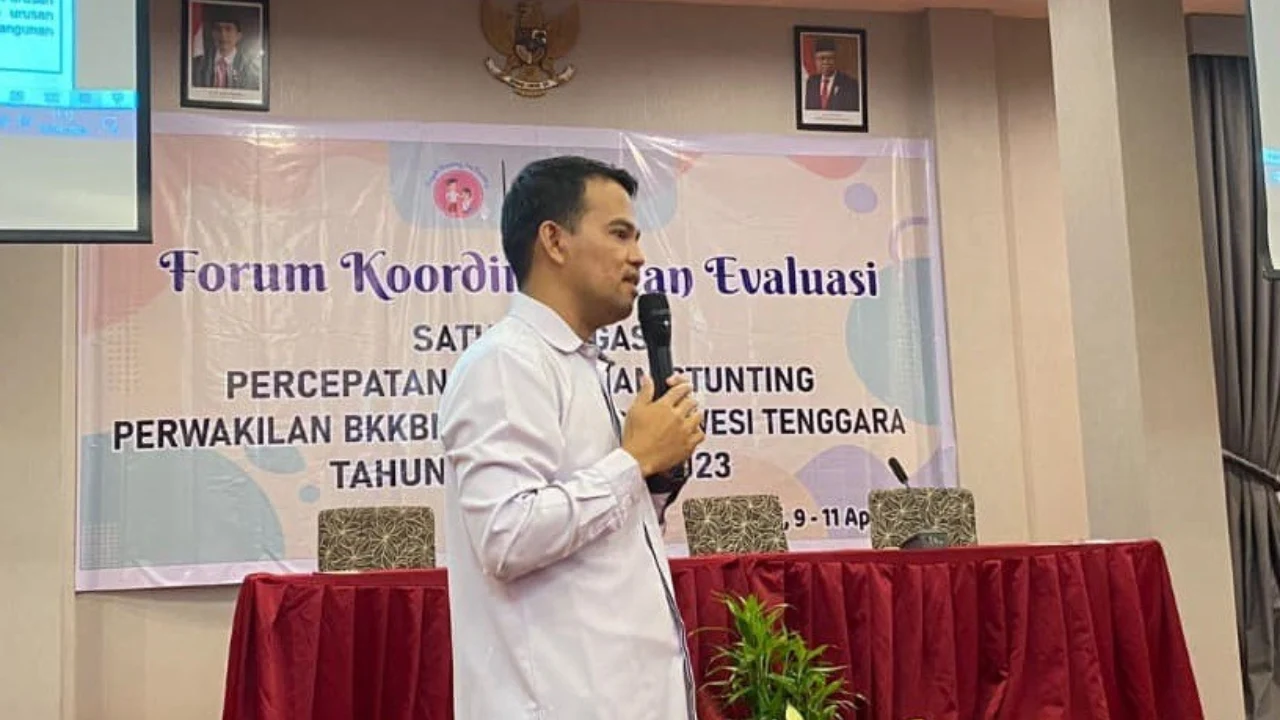 Evaluasi dan Rencana Tindak Lanjut pelaksanaan percepatan penurunan stunting oleh Satgas Stunting Sulawesi Tenggara, dalam Forum Koordinasi dan Evaluasi Satgas PPS Tingkat Perwakilan BKKBN Provinsi Sulawesi Tenggara. Foto: Dok. BKKBN Provinsi Sulawesi Ten