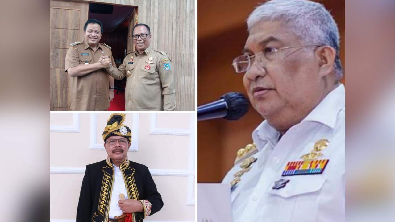 Pj Bupati Muna Barat, Bahri bersama Bupati Muna, LM Rusman Emba, Gubernur,  Ali Mazi dan tokoh masyarakat, Nasir Kola. Foto: Ist.