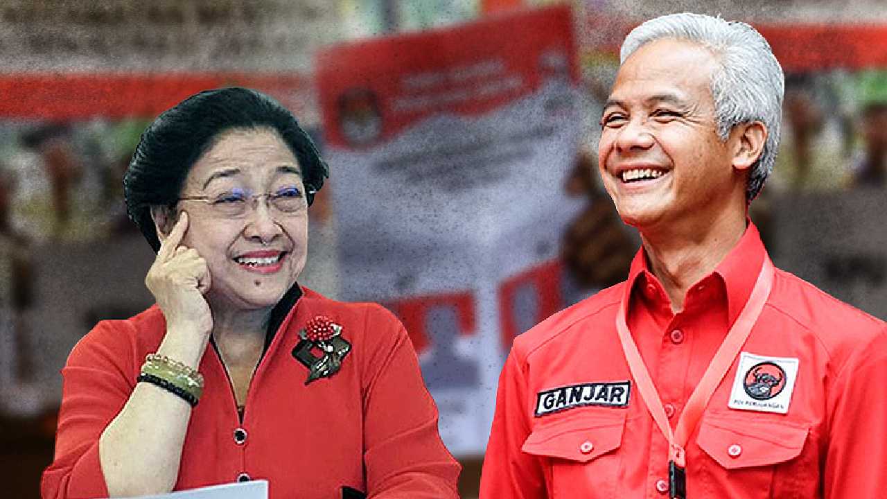 Ketua Umum PDIP Megawati Sukarnoputri mendeklarasikan Ganjar Pranowo sebagai capres untuk bertarung pada Pilpres 2024. Foto: Beritasatu.com
