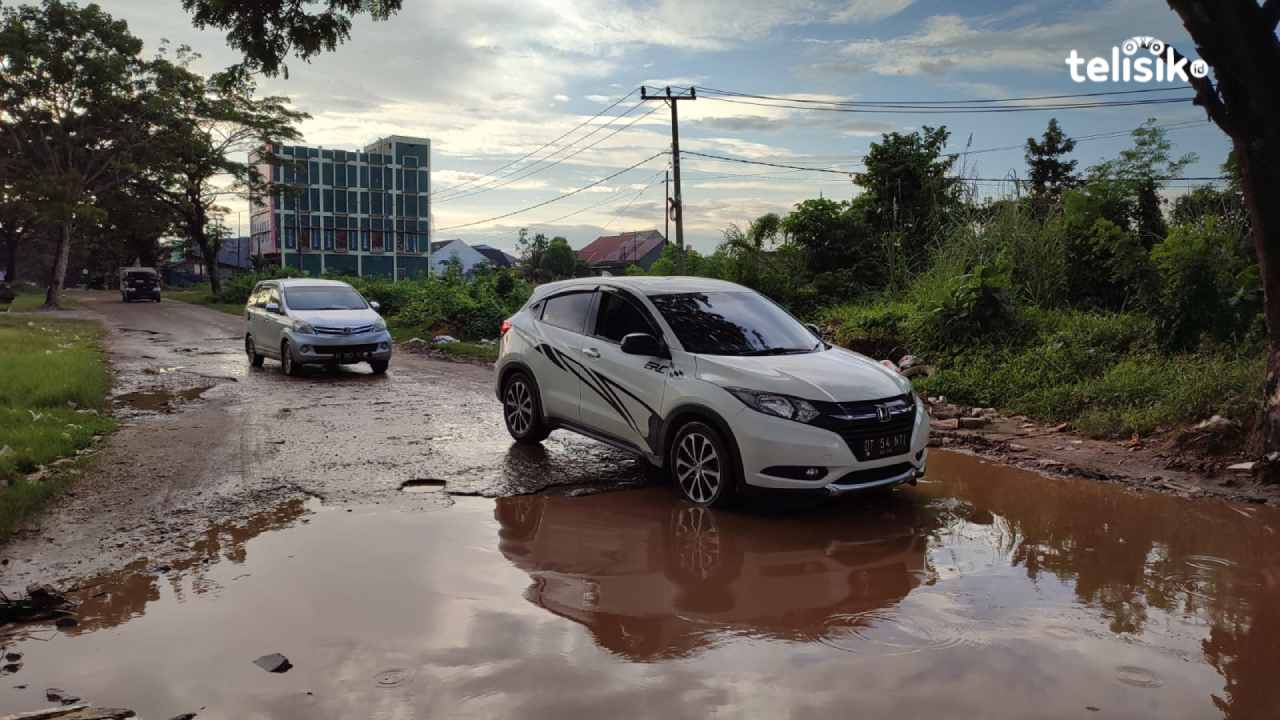 Viral di media sosial selebgram Inal Tora mereview Jalan Wulele, Kecamatan Wuawua Kota Kendari yang rusak parah. Foto: Ibnu/Telisik