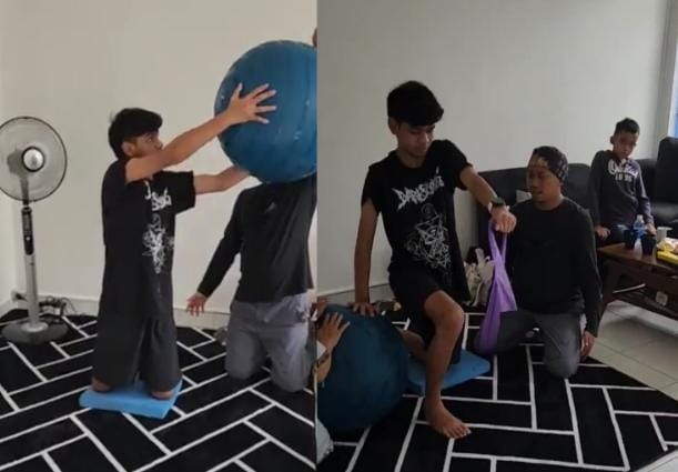 Sejak koma beberapa bulan selama di rumah sakit, saat ini David sudah bisa jalan dengan lancar. Bahkan aktivitas terbarunya David terlihat semakin aktif berolahraga. Foto: Disway.id