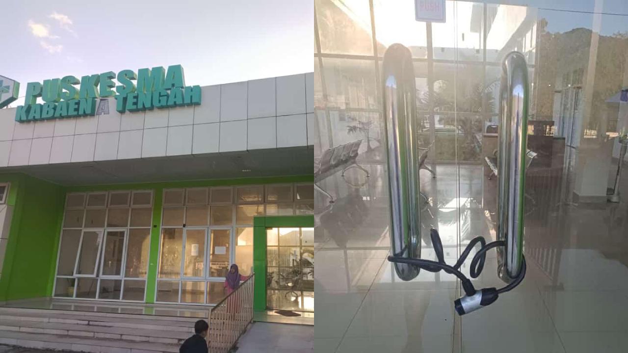 Gedung Puskesmas Kabaena Tengah yang diabadikan warga dalam kondisi terkunci atau tergembok. Foto: Istimewa