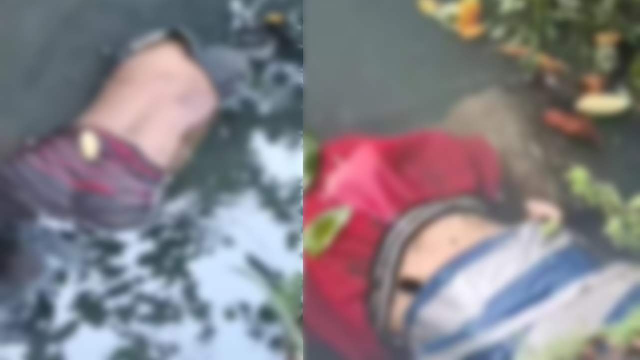 Dua mayat mengambang di dalam parit, hebohkan warga Medan dan viral di media sosial. Foto: Repro Facebook