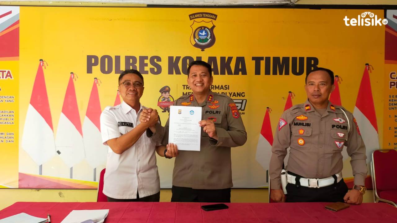 Penandatangan nota kesepahaman antara Polres Kolaka Timur bersama Dinas Pendidikan dan Kebudayaan. Foto: Sigit Purnomo/Telisik