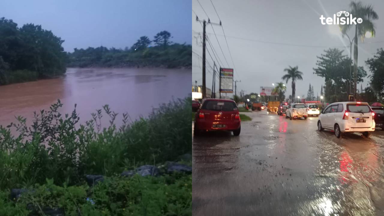 Sebagian jalan di Kota Kendari terendam dengan kedalaman mencapai 30 Cm hingga 50 Cm, sementara sungai Wanggu meluap memunculkan kekhawatiran baru. Foto: Febriyani/Telisik