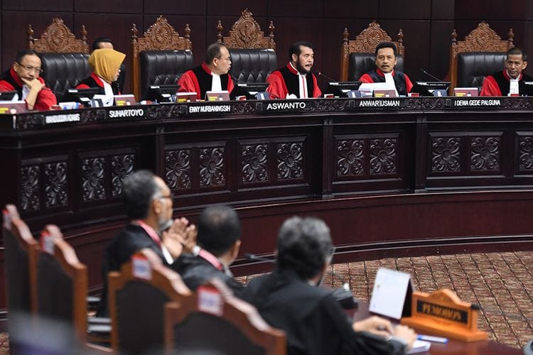 MK menolak gugatan sistem sistem pemilu sehingga Pemilu 2024 akan dilaksanakan dengan sistem proporsional terbuka. Foto: Kompas.com