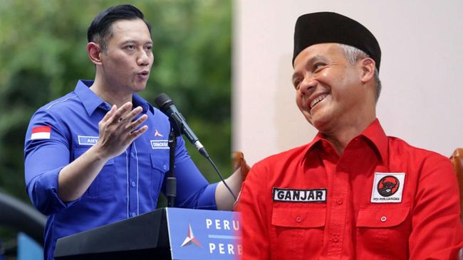 Ketum Partai Demokrat, AHY dan Ganjar Pranowo berpotensi diduetkan Puan Maharani pada Pilpres 2024. Foto: detik.com