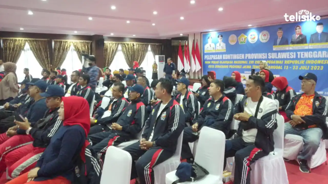 Provinsi Sulawesi Tenggara menurunkan 100 kontingen dan atlet pada ajang PON XVI Korpri di Kota Semarang, Jawa Tengah. Foto: Nur Khumairah/Telisik
