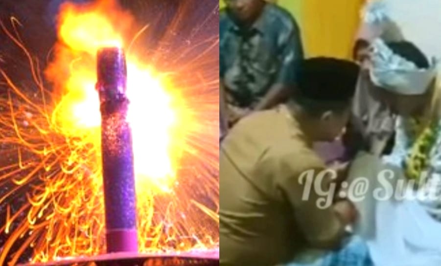 Akad nikah yang harusnya berlangsung sakral tiba-tiba terhenti karena sebuah petasan yang meledak dalam rumah di Kabupaten Wakatobi, Sulawesi Tenggara. Foto: Kolase