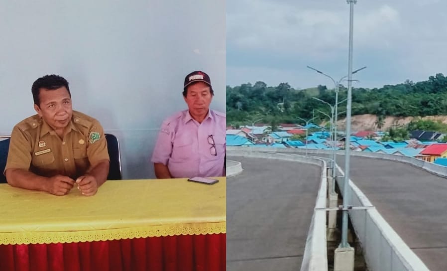 Sekdes Leppe Tarpin dan Kadus Desa Leppe Antonius dalam menerangkan, jalan lingkar yang jadi spot foto sekaligus menyebabkan jalur tersebut kotor akibat sampah. Foto: Kolase