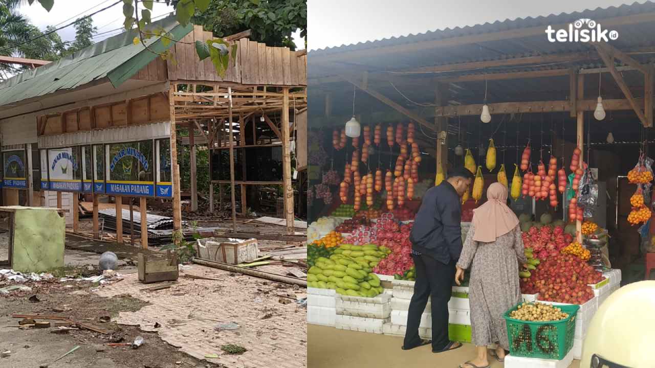 Lapak pedagang di pinggiran kali Kadia dibongkar atas perintah Satpol PP. Foto: Adinda Septia Putri/Telisik