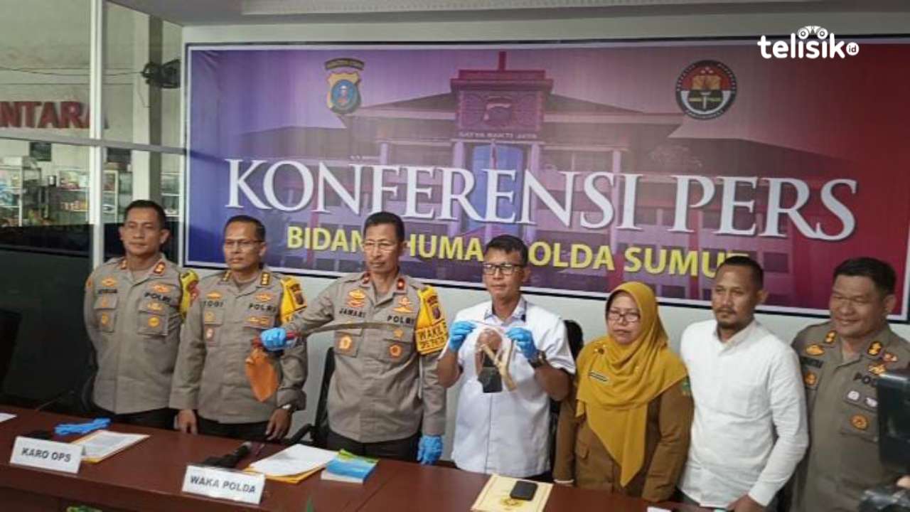 Wakapolda Sumatera Utara, Brigjen Pol Drs Jawari didampingi pejabat utama dan Lembaga Perlindungan Anak dalam kegiatan konferensi pers kasus tawuran. Foto: Reza Fahlefy/Telisik