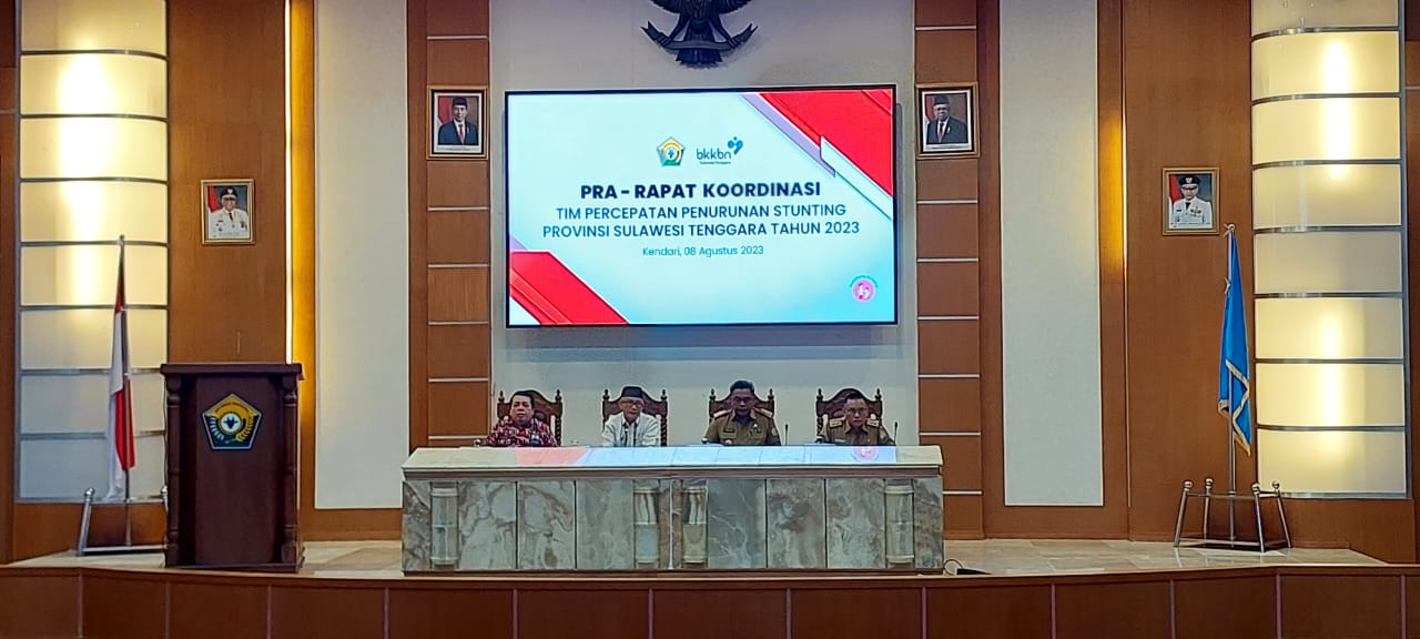 Tim Percepatan Penurunan Stunting tingkat Sulawesi Tenggara gelar rapat evaluasi untuk persiapan rapar koordinasi. Foto: Ist.