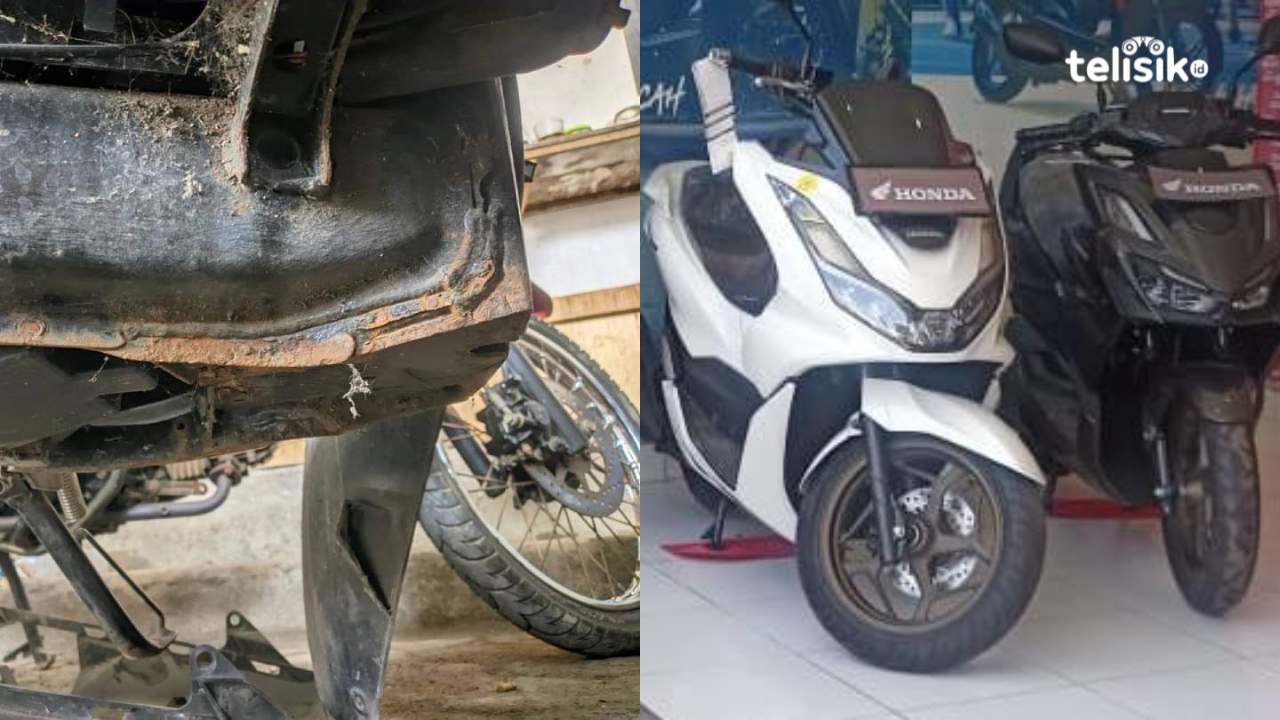 Motor matic honda, tengah viral pada berbagai platform media sosial. Karena rangka eSAF miliknya diduga gampang keropos hingga patah pada bagian tengah. Foto: Ahmad Jaelani/Telisik