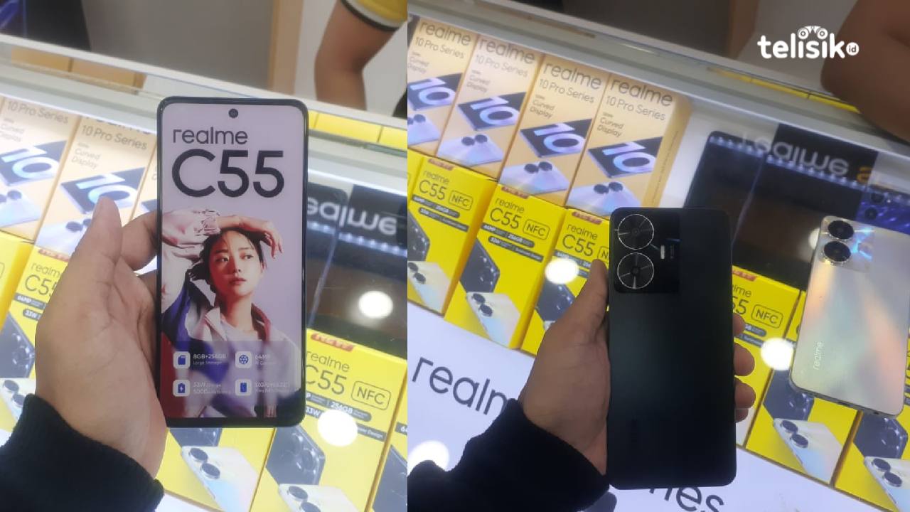 Realme C55, HP Enrtry-Level pertama yang mengusung punchole. Foto: Ahmad Badaruddin/Telisik