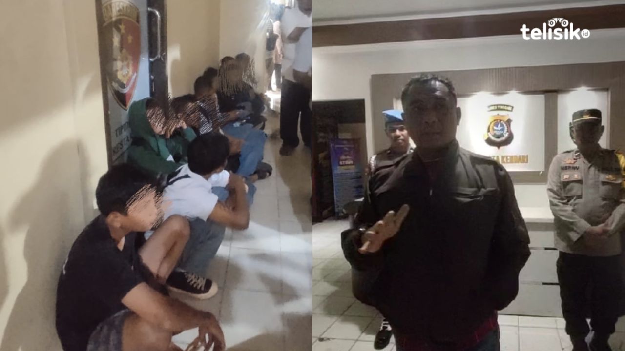 Kondisi puluhan pelajar SMA dan SMK asal Kota Kendari dan Kabupaten Konawe Selatan di Polresta Kendari usai diamankan pihak kepolisian (kiri). Kapolresta Kendari, Kombes Pol Muh. Eka Fathurrahman (kanan). Foto: Wahyudin Wahid/Telisik