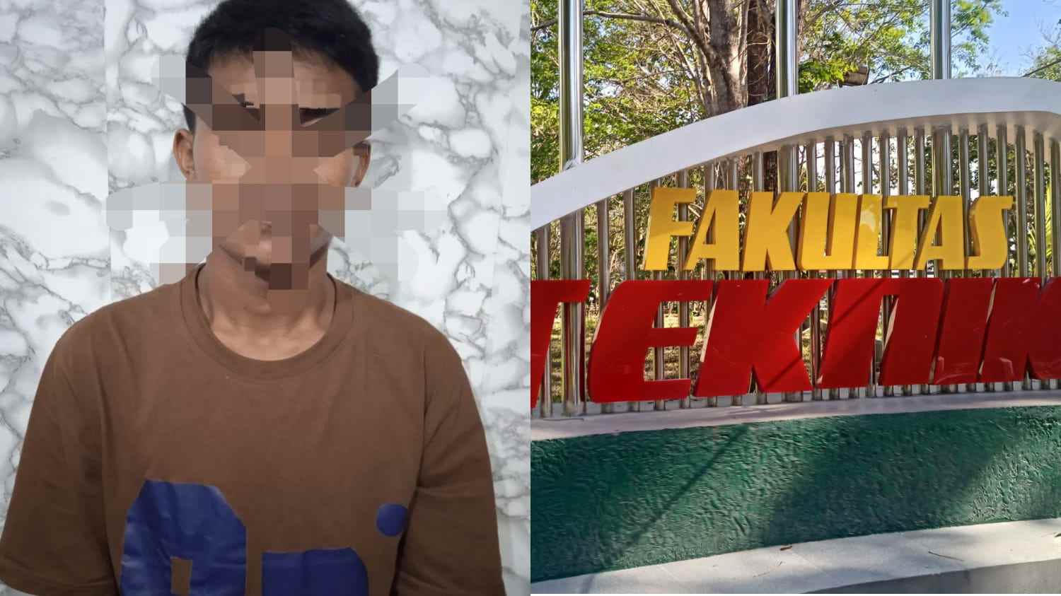 Terduga pelaku tindak pidana penganiayaan inisial BK (25), di depan Fakultas Teknik UHO pada Jumat (22/9/2023) Sekira pukul 01.30 Wita. Foto: Ist.
