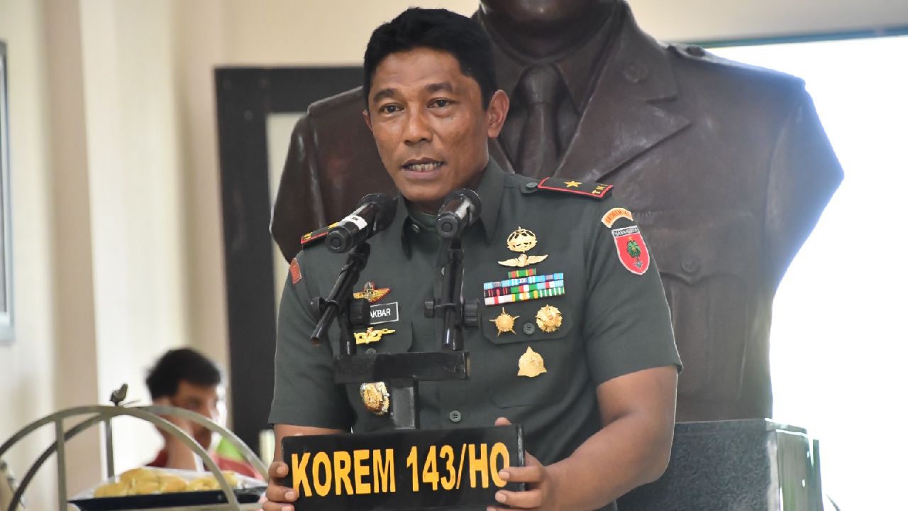 Danrem 143/HO, Brigjen TNI Ayub Akbar terima kunjungan kerja Pj Gubernur Sulawesi Tenggara. Foto: Ist.