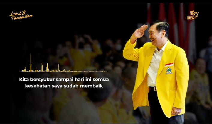 Potongan video rekaman suara Luhut Binsar Pandjaitan yang beredar saat HUT ke-59 Partai Golkar, Jumat (20/10/2023). Foto: Screenshot video