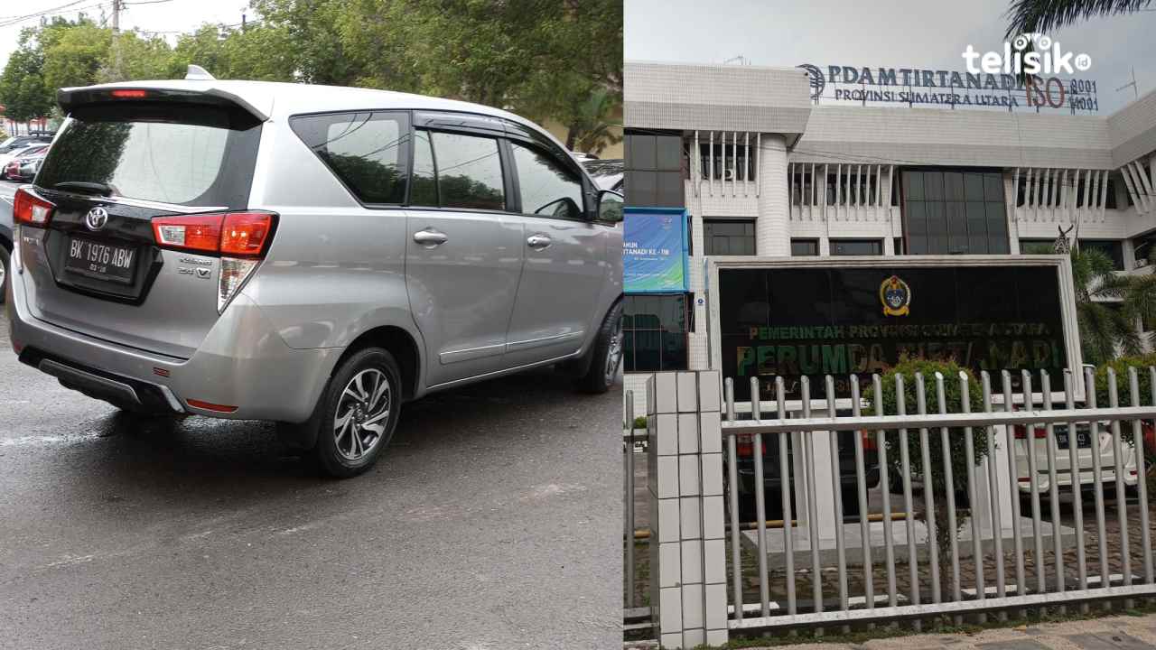 Kantor Direksi PDAM Tirtanadi Sumatera Utara Jalan Sisingamangaraja Medan tempat Kabid Bedi berdinas besama mobil Innova silver yang digunakan Dirut PDAM. Foto: Reza Fahlefy/Telisik