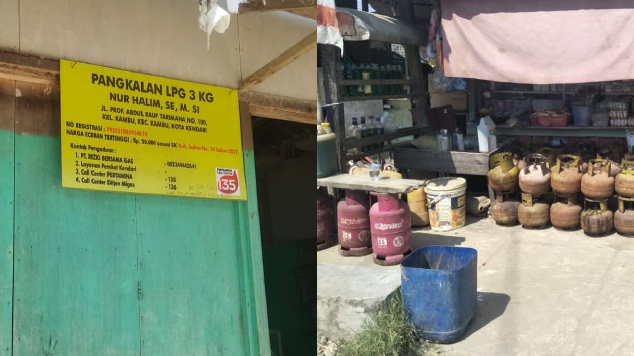 Gas LPG 3 Kg di Kendari mahal dan langka baik di tingkat pengecer dan pangkalan. Foto: Kolase