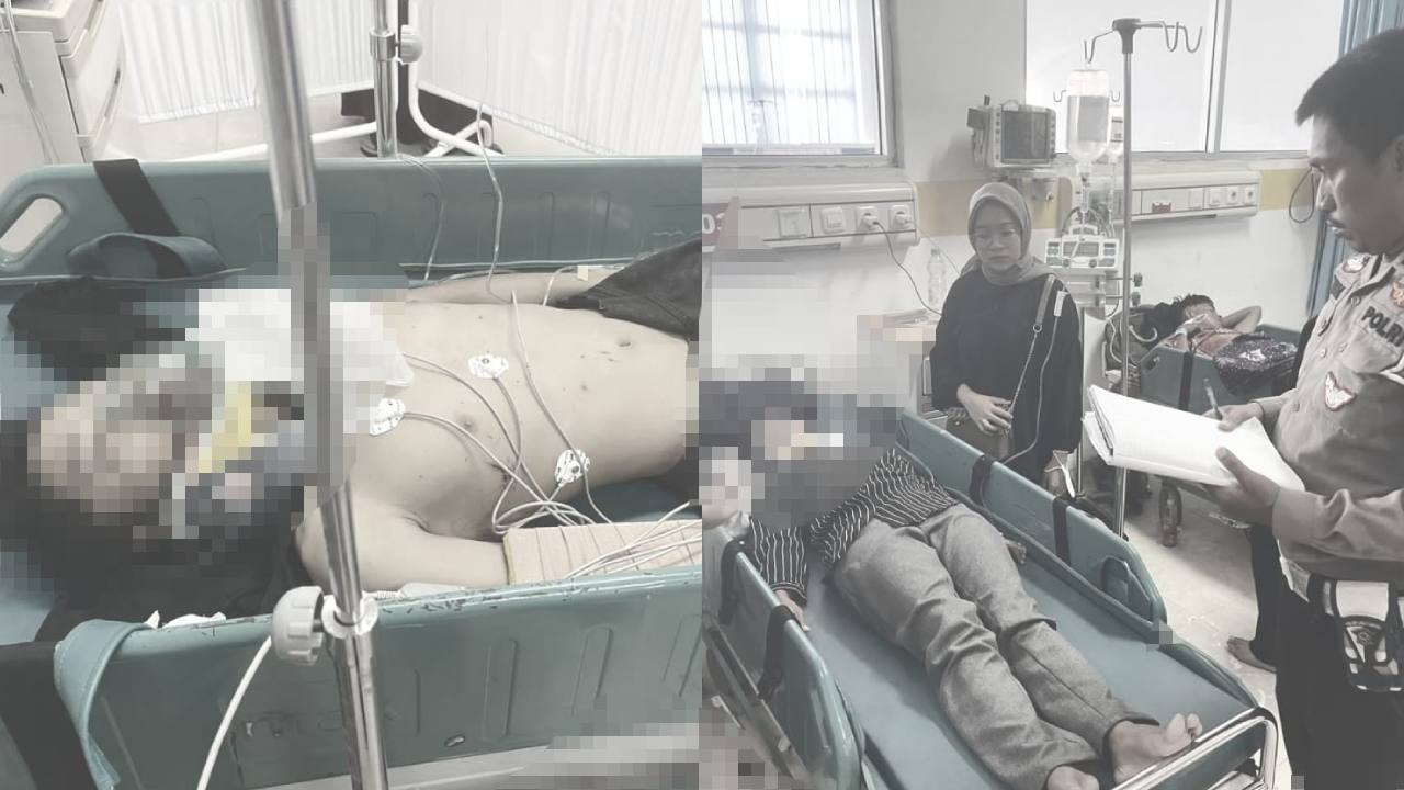 Kondisi FA (20) dan SL (30) saat ditangani tim medis di RSUD Bahteramas usai insiden laka lantas yang menimpa keduanya. Foto: Ist.