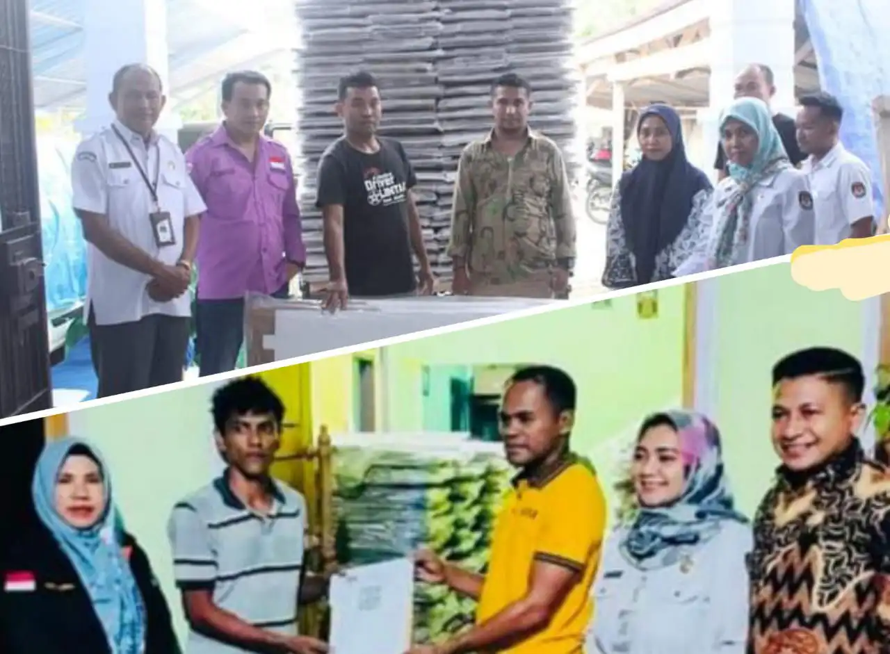 Ketua KPU Muna, LM Askar Adi Jaya dan Ketua KPU Muna Barat, Tajudin menerima kotak suara. Foto: Ist.