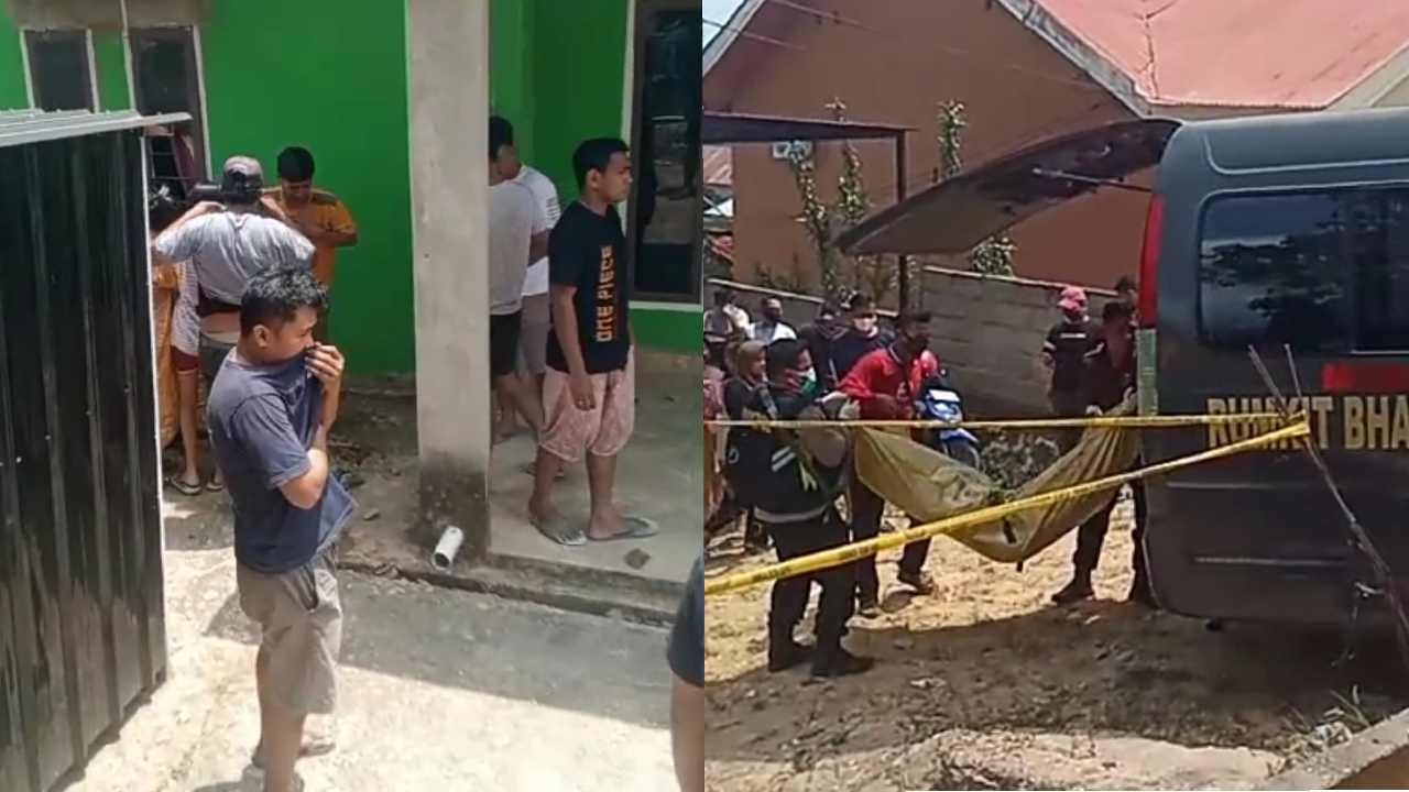 Suasana rumah di area THR, Lorong Sepakat, Kota Kendari. Polisi tengah memasukan mayat ke dalam mobil menuju RS Bhayangkara. Foto: Screenshotvideo