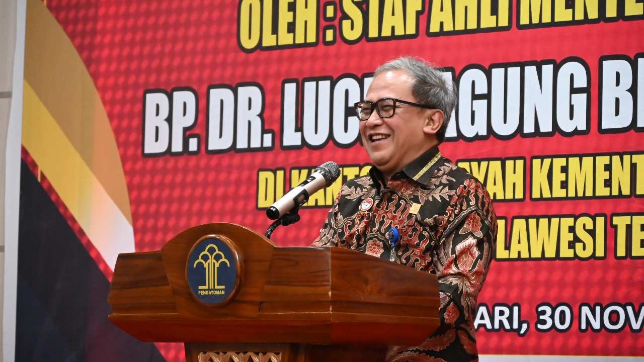 Staf Ahli Menteri Bidang Ekonomi, Dr. Lucky Agung Binarto, berkunjung ke Kantor Wilayah Kemenkumham Sulawesi Tenggara. Foto: Ist.