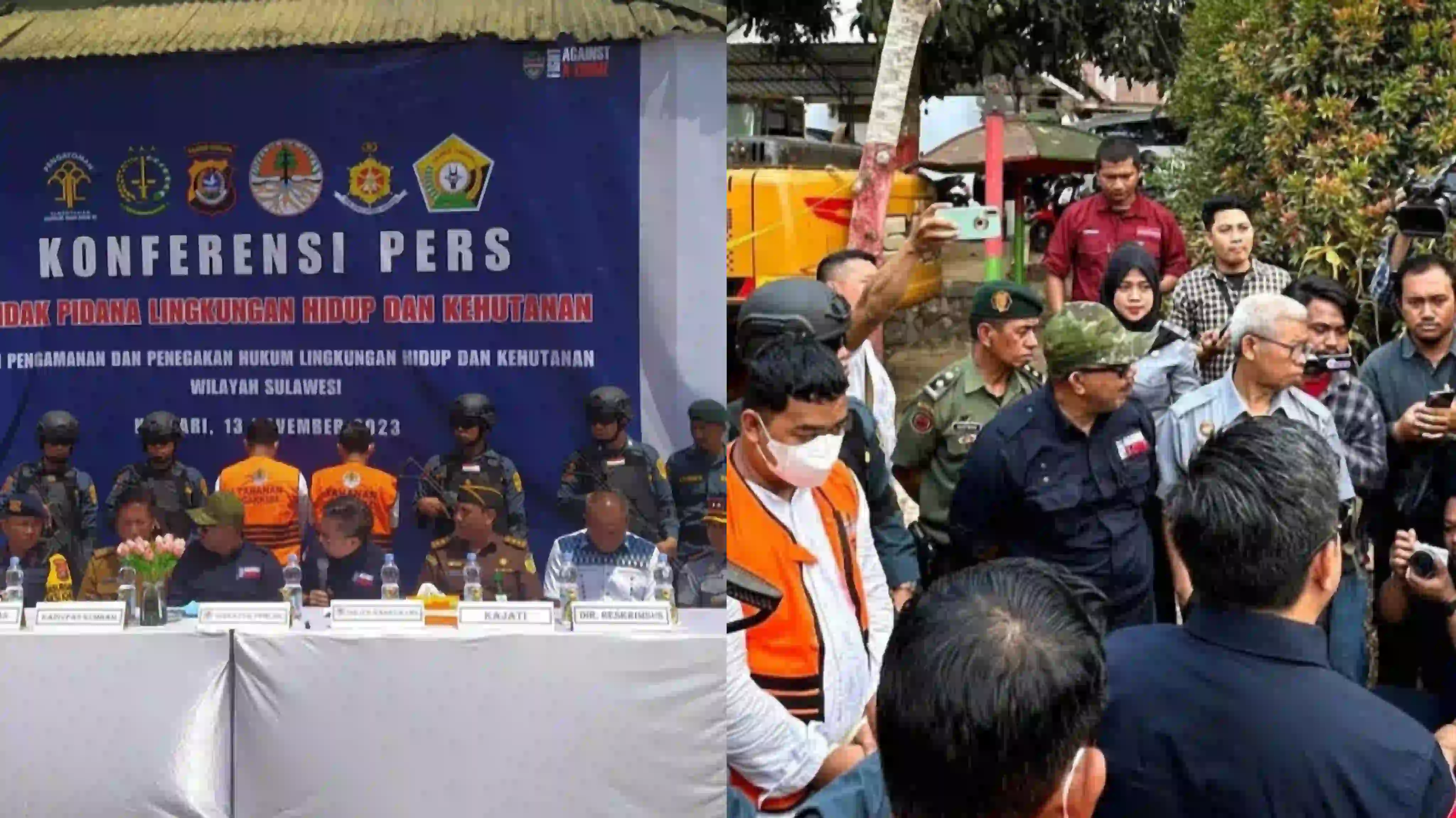 Kadivmin, H. Muslim, saat menghadiri Konferensi Pers Tindak Pidana Lingkungan Hidup. Foto: Kolase