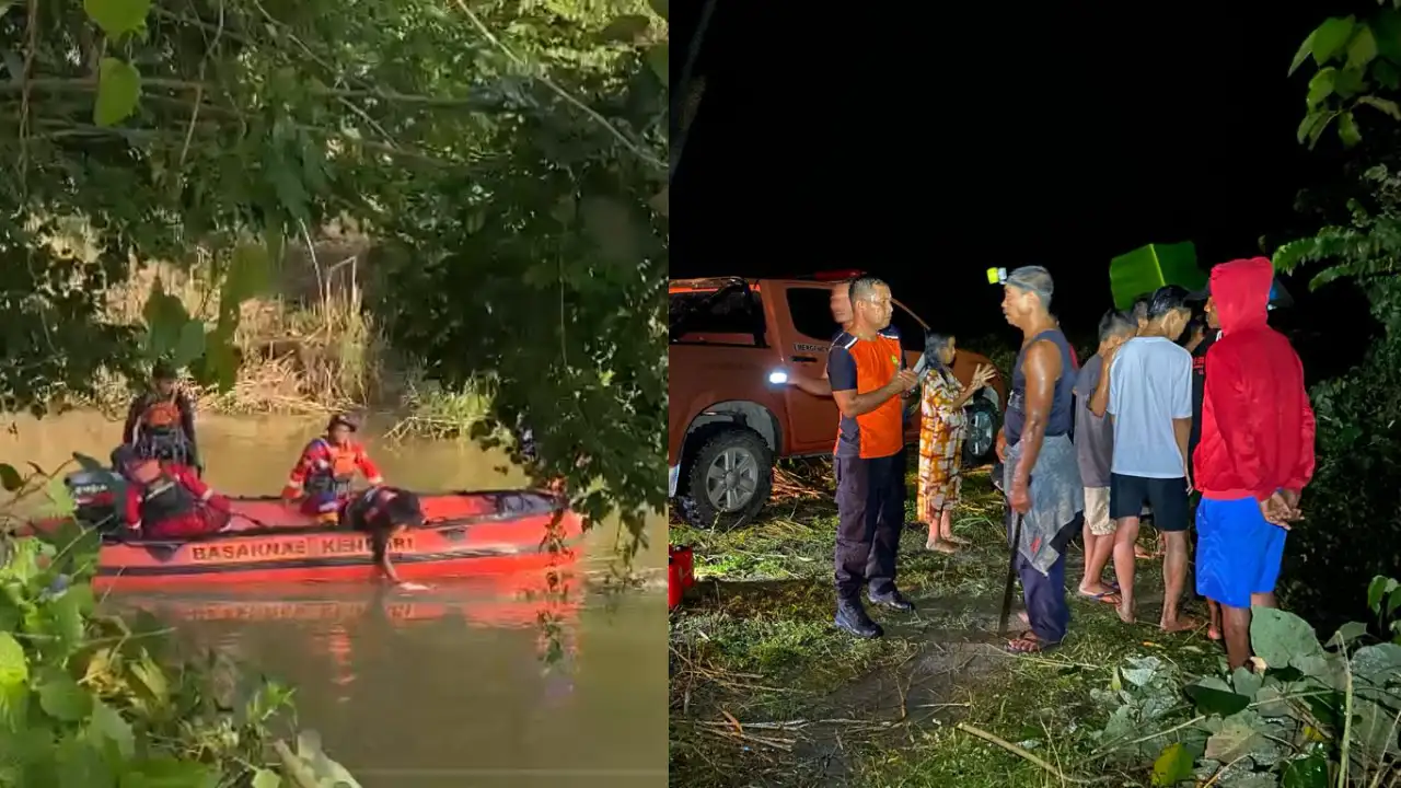 Tim Rescue KPP Kendari kembali melakukan pencarian terhadap seorang wanita yang diterkam buaya saat mandi di Sungai Laeya, Desa Ambesea, Konawe Selatan. Foto: Ist.