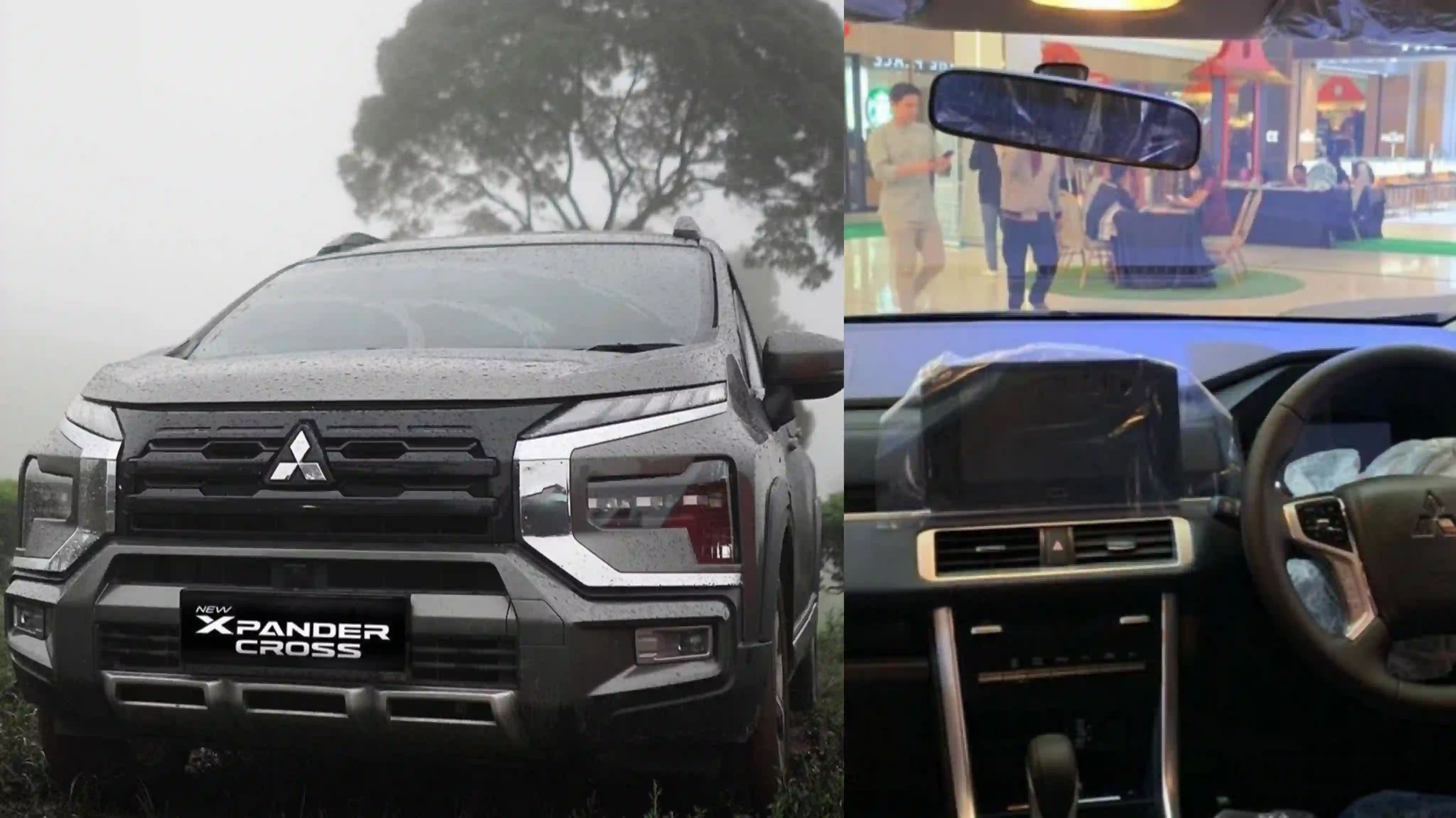 Tampilan depan Mitsubishi New Expander Cross (kiri) dan eksterior bagian kemudi (kanan) Foto: Instagram@mitsubishipalembangpradis31