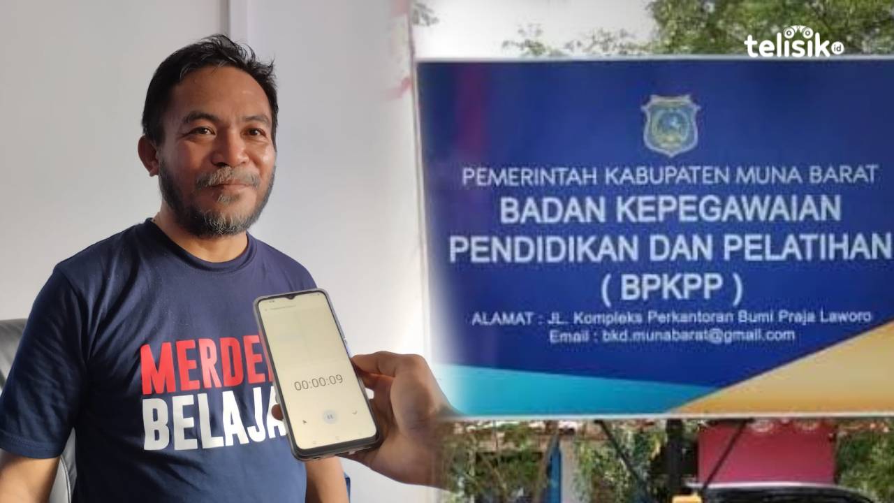 Sekretaris BKPSDM Muna Barat, Ahmad Sabir saat ditemui oleh awak media di ruang kerjanya untuk konfirmasi terkait perpindahan ASN Muna ke Muna Barat. Foto: Putri Wulandari/Telisik