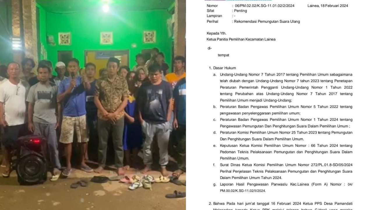 Warga Desa Pamandati, Kecamatan Lainea, Kabupaten Konawe Selatan menolak PSU. Foto: Kolase