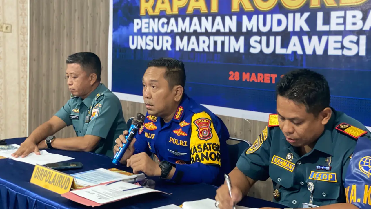 Dirpolairud Polda Sulawesi Tenggara, saat melakukan rapat koordinasi terkait pengamanan arus mudik dan arus balik Idul Fitri. Foto: Ist.