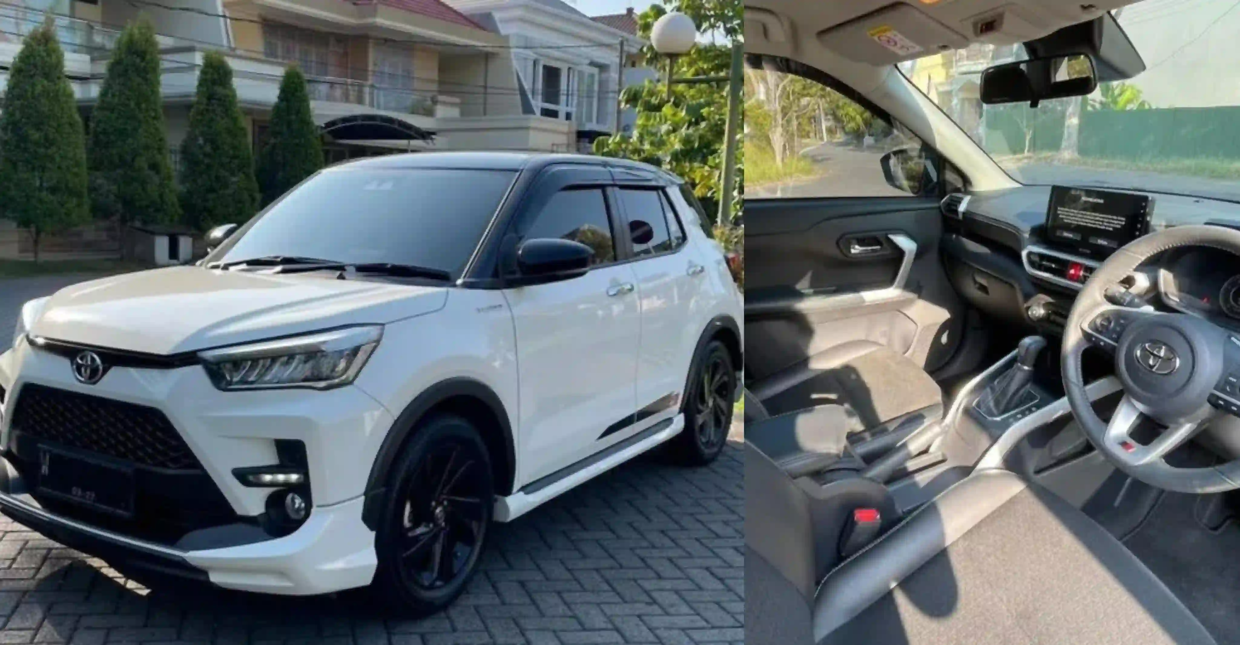 Tampilan Toyota Raize warna putih (kiri), eksterior bagian setir kemudi (kanan). Foto: Repro Instagram@96.garage
