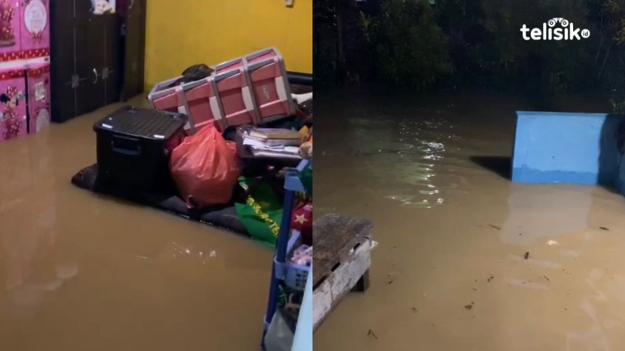 Banjir yang merendam rumah warga di Jalan Pembangunan 2, Kelurahan Lepo-Lepo. Foto: Riksan Jaya/Telisik