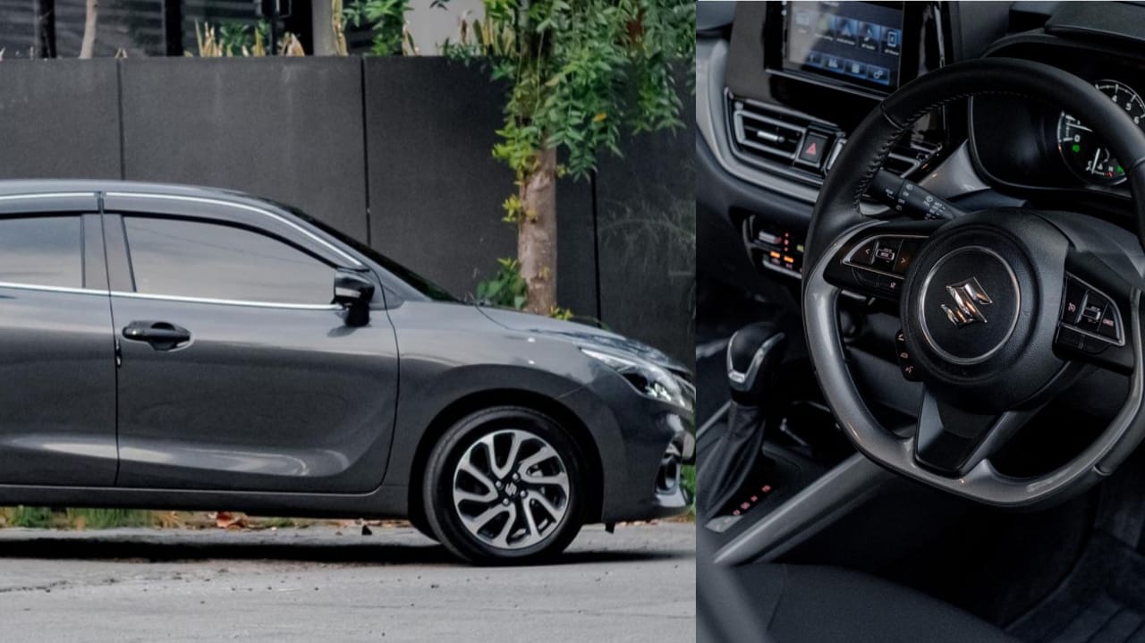 Tampilan New Suzuki Baleno (kiri), eksterior bagian setir kemudi yang sudah nampak lebih modern (kanan). Foto: Repro Instagram @nurzamild