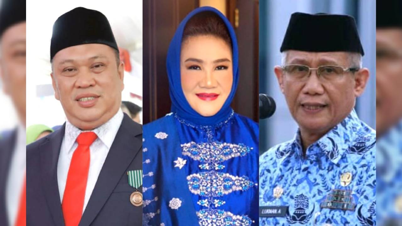 Beberapa tokoh penuh pengalaman di Sulawesi Tenggara sudah menyatakan diri siap bertarung dalam perebutan kursi Gubernur, tiga diantaranya Tina Nur Alam, Ruksamin dan Lukman Abunawas. Foto: Kolase