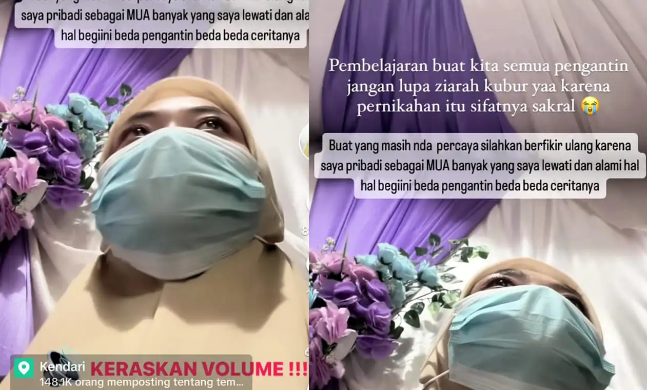 Detik-detik seorang wanita kerasukan saat melangsungkan ijab kabul. Foto: TikTok@Niken IW