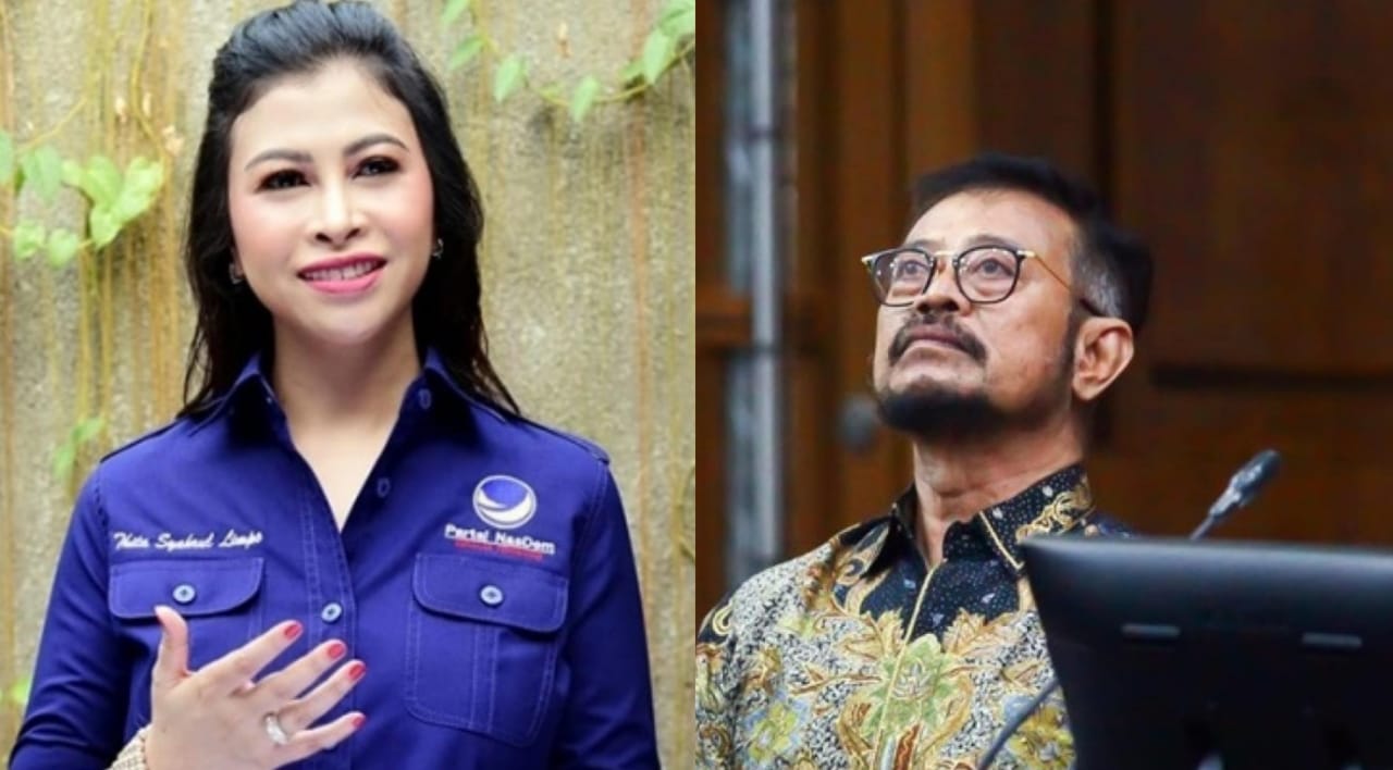 Indira Chunda Thita Syahrul Putri (kiri), dan Syahrul  Yasin Limpo (kanan).  Foto: Repro tvonews.com