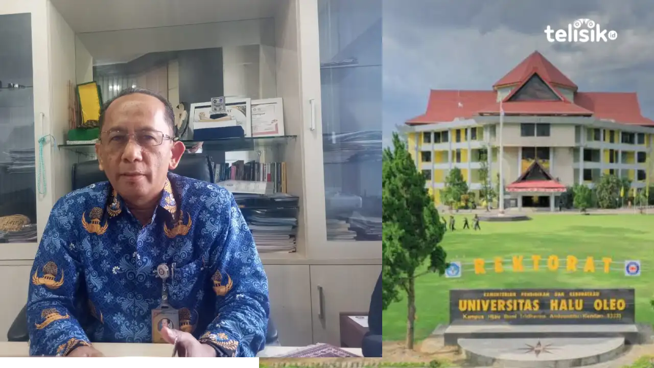 Wakil Rektor 1 UHO, La Hamimu usai diwawancarai di ruang kerjanya. Foto: Nur Fauzia/Telisik