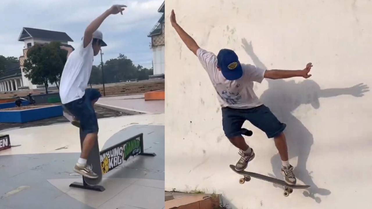 Aksi seorang skateboarder melakukan trik. Foto: Ist.
