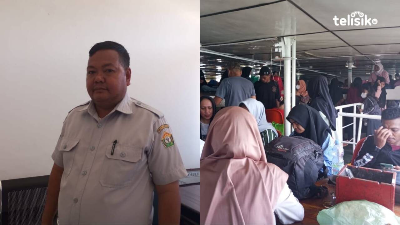 Kasi Operasi Pelabuhan Torobulu, La Bantete (kiri). Suasana penumpang mudik lebaran di dalam kapal feri (kanan). Foto: Nur Fauzia/Telisik
