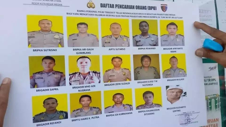 15 personel kepolisian Polrestabes Medan masuk DPO. Foto: Repro beritasatu.com